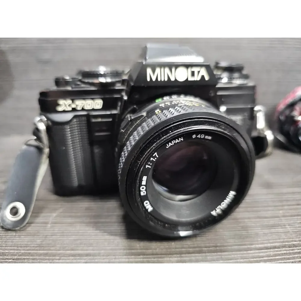 Minolta X-700 35mm Film Camera w/ fast 50mm F1.7 Lens & Flash And Accessories